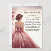 Zum Silver Pum Lace Gown Boho Burgundy Quinceanera Einladung (Vorderseite)