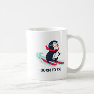 Zum Skifahren geboren süßer Pinguin Skifahren Wint Kaffeetasse