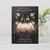 Zum Spaß Joy Lily Twin doppelte gemeinsame doppelt Einladung (Stehend Vorderseite)