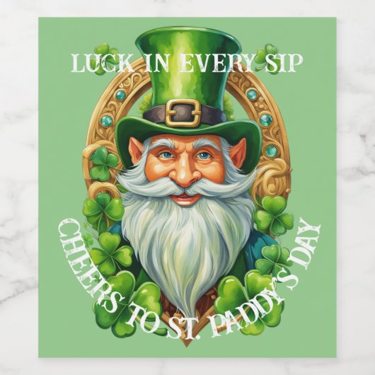 Zum St Paddy's Day: Glück in jedem Sip-Chef Weinetikett (Einzelnes Label)