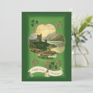 Zum St. Patrick's Day Vintage-Grüße Shamrock-Schlo Karte