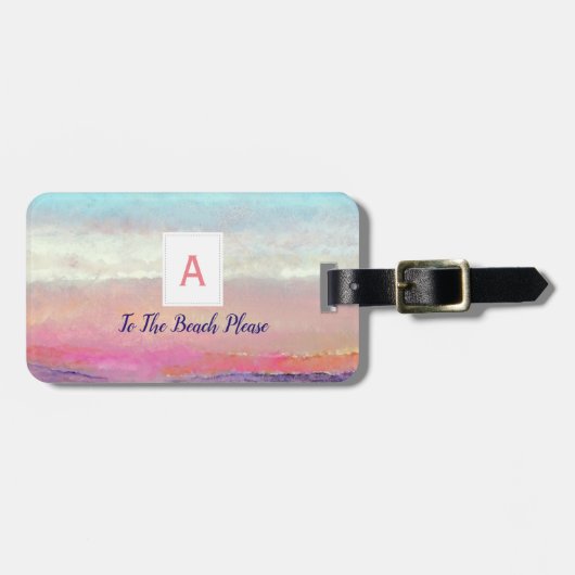 Zum Strand bitte Liegestühle Mit Monogramm Gepäckm Gepäckanhänger (Vorderseite horizontal)