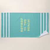 Zum Strand hin, weiße Streifen, Aquamarin Strandtuch (Vorderseite)