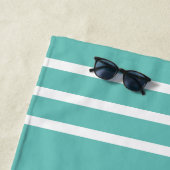 Zum Strand hin, weiße Streifen, Aquamarin Strandtuch (Beispiel)