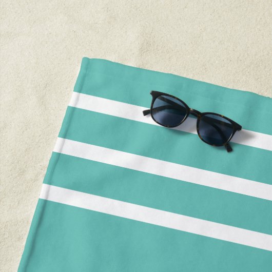 Zum Strand hin, weiße Streifen, Aquamarin Strandtuch (Beispiel)