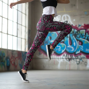 Zum Tanzen geboren Pink/Weiß ID277 Leggings