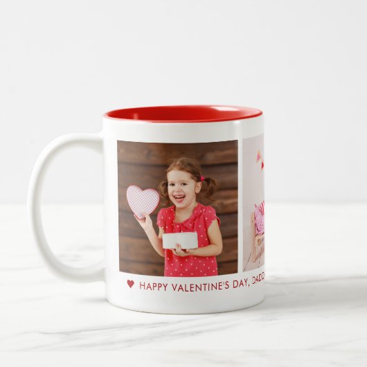 Zum Valentinstag Daddy 3 Foto Custom Zweifarbige Tasse (Links)