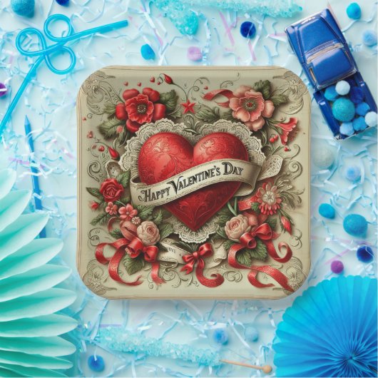 Zum Valentinstag, dekorative Illustration, Pappteller (Party)