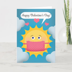 Zum Valentinstag Sonnenschein in Covid-Gesichtsmas Feiertagskarte