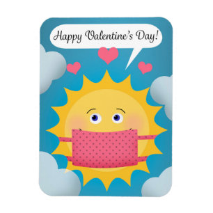 Zum Valentinstag Sonnenschein in Covid-Gesichtsmas Magnet