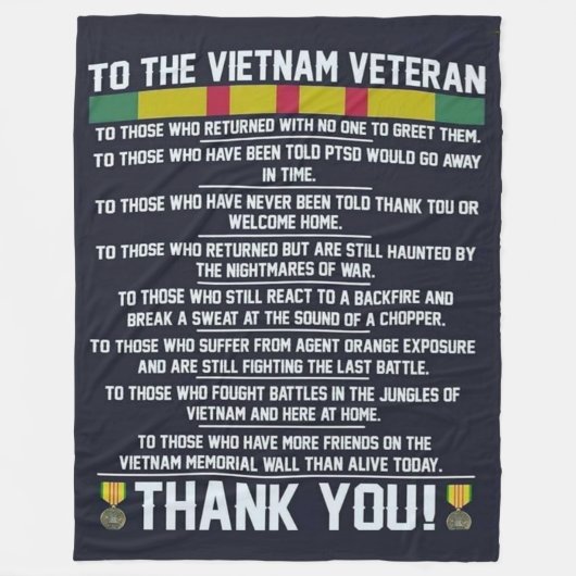 ZUM VIETNAM VETERAN, DANKE FLEECEDECKE (Vorderseite)