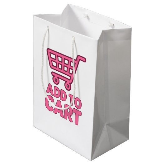 Zum Warenkorb hinzufügen - Trendrosa Einkaufskorb- Mittlere Geschenktüte (Rückseite Schrägansicht)