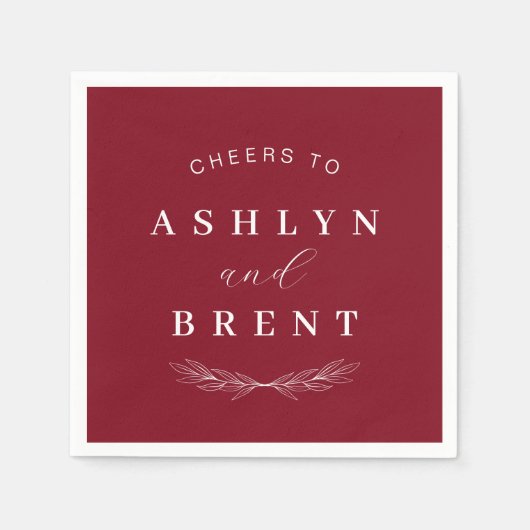 Zum Wein Red Wedding Cocktail Napkins Serviette (Vorderseite)