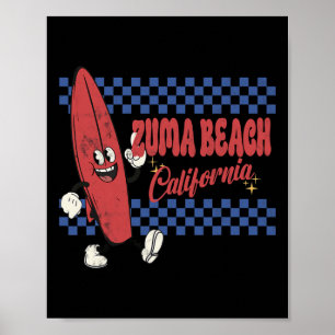 Zuma Beach Kalifornien Retro Surfer Vintage Strand Poster