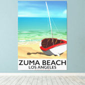 Zuma Beach LA Rail Beach Poster Leinwanddruck (Insitu (Holzboden))