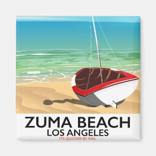 Zuma Beach LA Rail Beach Poster Magnet