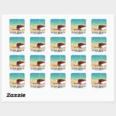 Zuma Beach LA Rail Beach Poster Quadratischer Aufkleber (Blatt)
