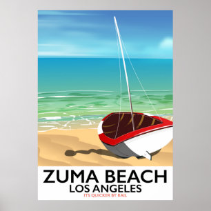 Zuma Beach LA Rail Strandposter Poster