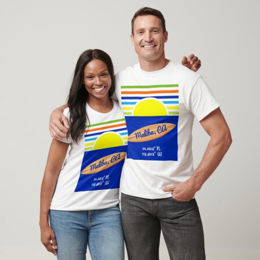 Zuma Beach Malibu Ca Summer Strips Surfboard T-Shirt (Unisex)
