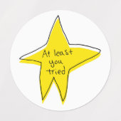 Zumindest hast du versucht - gelber Stern Etiketten (Design 1)