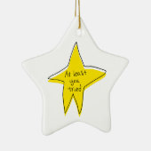 Zumindest hast du versucht - gelber Stern Keramik Ornament (Rechts)