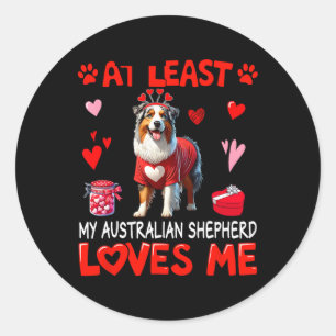 Zumindest liebt mein Australian Shepherd mich Vale Runder Aufkleber