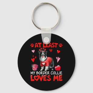 Zumindest liebt mein Border Collie mich Valentins- Schlüsselanhänger