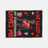 Zumindest liebt mein Dobermann mich Valentins-Sing Fleecedecke (Vorderseite (Horizontal))