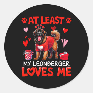 Zumindest liebt mein Leonberger mich Valentinstag Runder Aufkleber