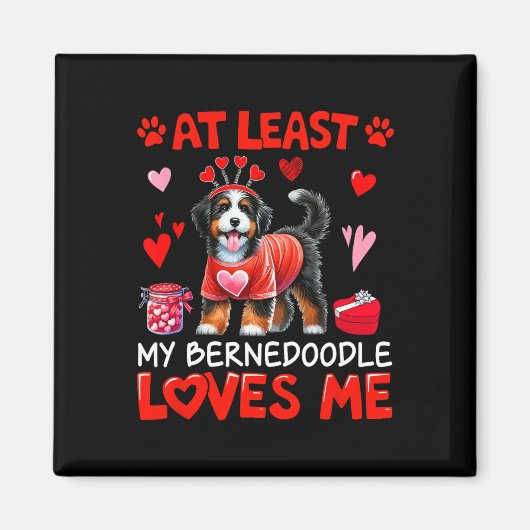 Zumindest mein Bernedoodle liebt mich Valentins Si Magnet (Vorne)