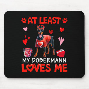 Zumindest mein Dobermann liebt mich Valentins Sing Mousepad