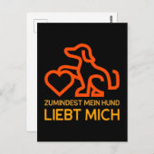 Zumindest mein Hund liebt mich Spruch Orange Gelb Postkarte (Vorne/Hinten)