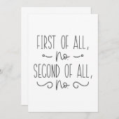 Zunächst einmal kein zweiter von allen dankeskarte (Vorne/Hinten)