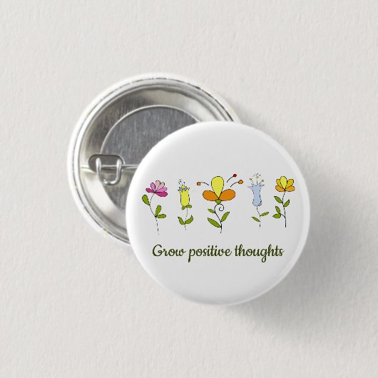 Zunehmende positive Gedanken Blume Button (Vorne & Hinten)