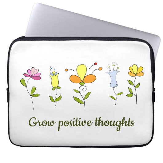 Zunehmende positive Gedanken Blume Laptopschutzhülle (Vorderseite)