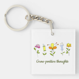 Zunehmende positive Gedanken Blume Schlüsselanhänger