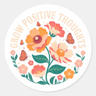 Zunehmende positive Gedanken - Inspirationsblume ( Runder Aufkleber