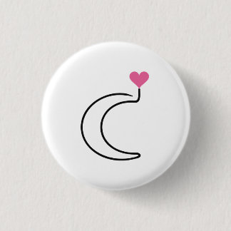 Zunehmender Mond Einstrichzeichnung mit rosa Herz Button