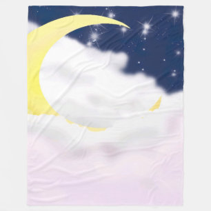 Zunehmender Mond in weichen Wolken Fleece-Decke Fleecedecke