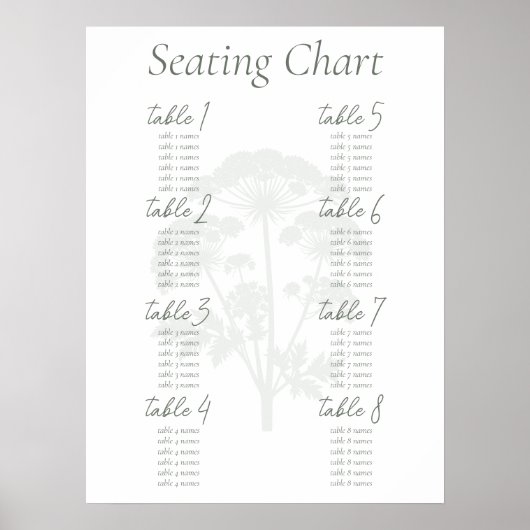 ZUNEIGUNG | Hochzeits-Sitzplan Poster (Vorne)