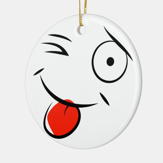 Zunge aus dem Gesicht. Himbeeroberfläche Keramik Ornament (Links)