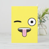 Zunge aus Emoji Einladung (Stehend Vorderseite)