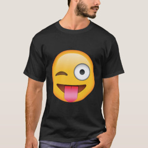 Zunge aus Emoji mit weinendem Auge lange Schläfche T-Shirt