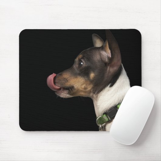Zunge aus Schwarz und Weiß Rat Terrier Mousepad (Mit Mouse)