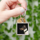 Zunge aus Schwarzweiss-Ratte Terrier heraus Schlüsselanhänger (Hand)