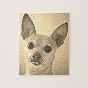 Zunge-heraus Chihuahuasepia-Puzzlespiel Puzzle