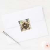 Zunge, langes Haar, Portrait Quadratischer Aufkleber (Umschlag)