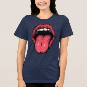 ZUNGE LIPPEN FRECHE DAMEN T-SHIRT Tri-Blend SHIRT