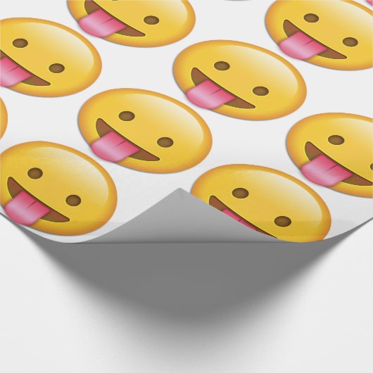 Zunge-out-Cheeky Emoji Geschenkpapier (Ecke)