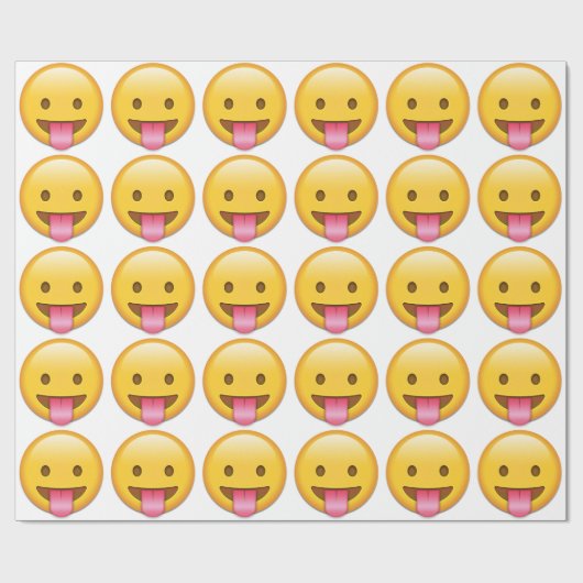 Zunge-out-Cheeky Emoji Geschenkpapier (Flach)